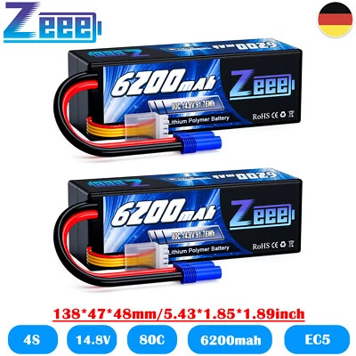 2x Zeee 14.8V 4S Lipo Akku 6200mAh EC5 80C Hardcase für RC Auto Buggy Flugzeug - Bild 1 von 4