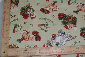 Susan Winget Babies First Christmas Quilting Fabric 1 Y x 44W Cotton Fast Ship - Foto 1 di 3