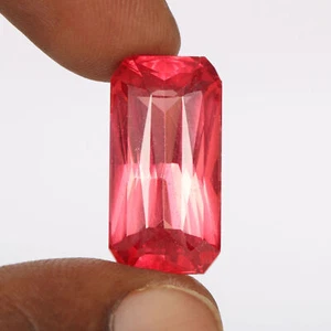 Beautiful Pinkish Red Sapphire 26 Ct. Emerald Cut Loose Gemstone For Jewelry - Picture 1 of 6