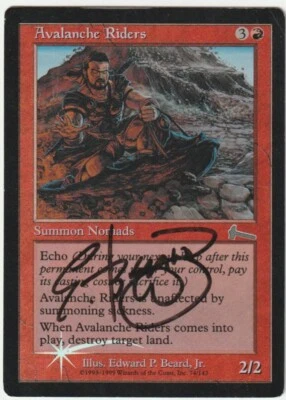 Urza's Legacy MTG  FOIL  Avalanche Riders  Signed by Edward P. Beard Jr - Image 1 of 2