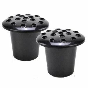 Set of 2 Black Memorial Grave Vases and Lids For Fresh Artificial Flowers Pot - Picture 1 of 6