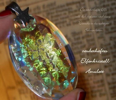 Kristall Amulett Elfen Regenbogen Magisch Fantasy Anhänger Talisman Fairy - Bild 1 von 4