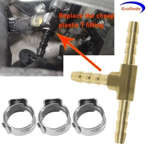 Fuel Injector Return Line "T" Fitting Brass for 2011-2020 Ford 6.7L Powerstroke - Picture 1 of 11