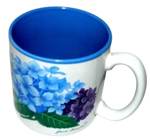 Multicolor Hydrangea Floral Coffee Tea Mug Cup Jane Bowen Blue Interior Vintage - Picture 1 of 5