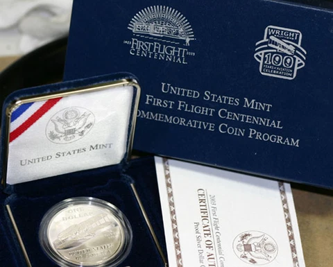 2003 First Flight Centennial Proof 90% Silver Dollar US Mint Coin Box and COA Cover