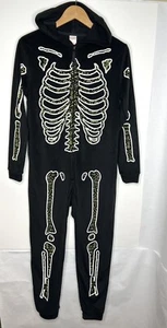 Cat & Jack Kids Glow In the Dark SKELETON  One Piece Pajamas Hoodie Soft Size XL - Picture 1 of 10