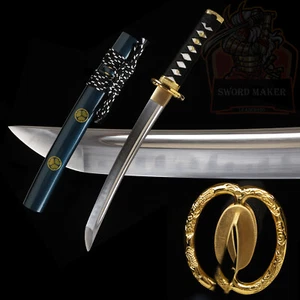 Katana Clay Tempered T10 Steel Real Hamon Full Tang Samurai Short Sword Tanto - Picture 1 of 12