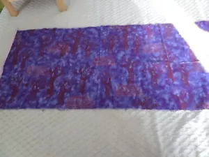 Purple 1/2 Tree Trunks Copper lettering fabric C - Picture 1 of 5