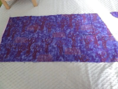 Purple 1/2 Tree Trunks Copper lettering fabric C - Image 1 of 4