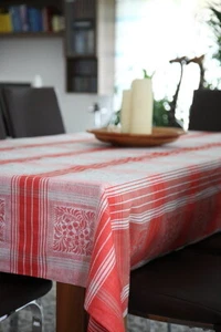 Leinentischdecke rot kariert - Bild 1 von 5