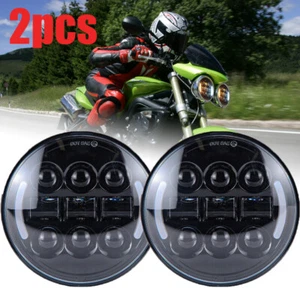 2X 5.75" Black LED Headlight For Triumph Speed/Street Triple Thunderbird Rocket3 - Picture 1 of 8