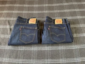 Levi's 505 Jeans Regular Fit Dark Wash Blue Denim Men's Tag Size 40 x 30  (2) - Picture 1 of 18