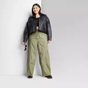 Wild Fable Women's Low-Rise Wide Leg Cargo Pants Sage Green Size XXL - Picture 1 of 6