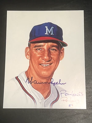 Warren Spahn Hand Signed 8 X 10 James Amore Print - Image 1 of 2