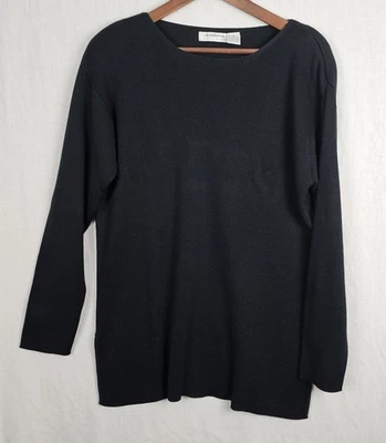 Suéter Acanalado 100% Seda Liz Claiborne Años 80 90 De Colección Negro Mediano Almohadillas para los Hombros  Foto 1 de 4