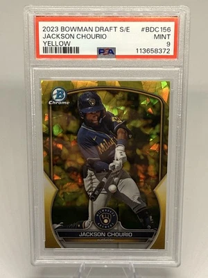 2023 BOWMAN DRAFT S/E JACKSON CHOURIO #BDC156 YELLOW 74/75 ROOKIE BREWERS - Image 1 of 2