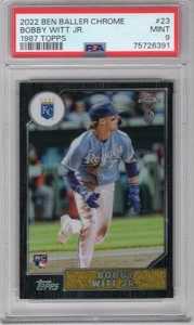 BOBBY WITT JR. 2022 TOPPS CROMO BEN BALLER '87 TOPPS RC #87BC-23 PSA 9 COMO NUEVO - Imagen 1 de 2