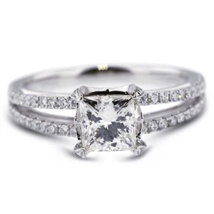 2 3/4 ctw F VS1 Princess Cut natürliche zertifizierte Diamanten 18k Gold Seitenstein Ring - Bild 1 von 10
