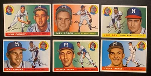 1955 Topps Milwaukee Braves Team x (6) WARREN SPAHN CHUCK TANNER RC Hi #+ @D1 - Bild 1 von 6