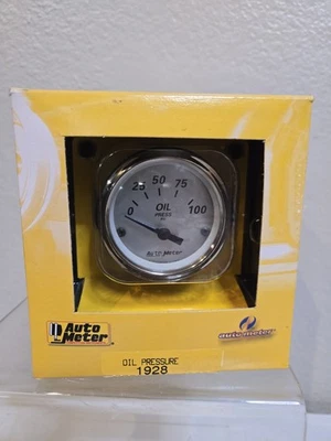 Auto Meter 1928 American Platinum Oil Pressure Gauge 2 1/16" Short Sweep NIB  - Image 1 of 4