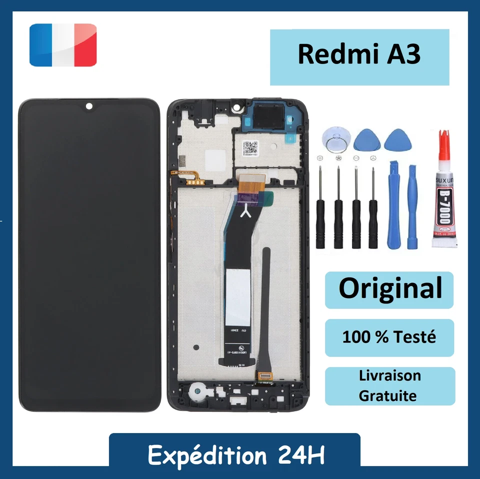 Écran LCD Complet Pour Redmi A3 Avec Châssis Original + Outils + Colle - Photo 1/1