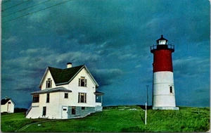 Postcard Lighthouse Nauset Light Eastham Massachusetts MA Posted - Picture 1 of 2