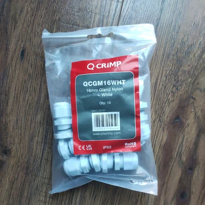 Q-Crimp 10 pcs IP68 cable tightening gland nylon M16 white 16 mm - Image 1 of 2