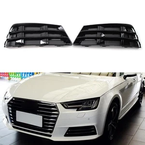 2x Front Bumper Fog Light Grille Cover Lower Fit AUDI A4 B9 2016-2018 Black - Picture 1 of 4