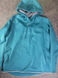 Under Armour Women's Large Sweatshirt Hoodie Blue/Green Fleece Lined - Picture 1 of 7