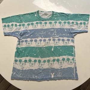 Vintage Mickey Mouse Shirt Tie Dye Disney 1990’s All Over Print Splatter OSFA - Picture 1 of 10