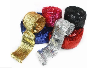 Atemberaubende 8-reihige elastische Stretch Paillettenborte 75 mm #3 - Bild 1 von 10