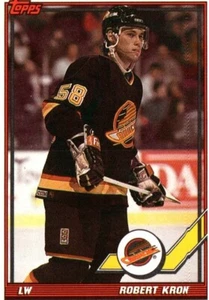Tarjeta de hockey sobre hielo Robert Kron LW Canucks Topps n.º 52 1991 - Imagen 1 de 2