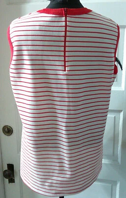 Blusa Camisa Top Vintage Años 70 Montgomery Ward Sin Mangas Rojo Rayas 39 M Foto 1 de 4