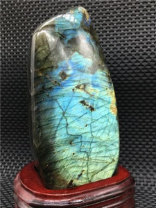 2059g Natural  Crystal Labradorite Rock Polishing Rough Stone Sample +stand u271 - Picture 1 of 9