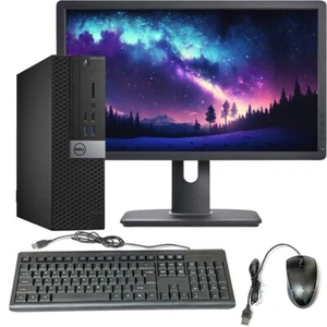 Dell PC Desktop Computer i5 8GB RAM 256GB SSD 22in LCD Windows 10 Wi-Fi DVD - Picture 1 of 6