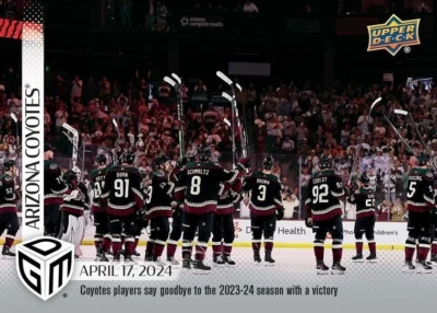 2023-24 Arizona Coyotes Upper Deck Game Dated Moments Limit to 599 PRESALE #91 - Image 1 of 2