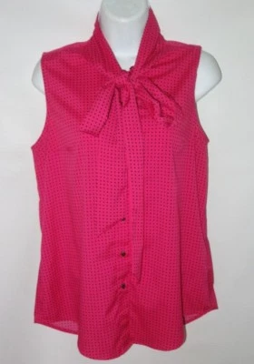 TOMMY HILFIGER Mujer M Top Rosa Lunares Corbata Cuello Sin Mangas Informal b33 Foto 1 de 4
