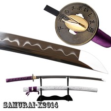T10 carbon steel katana Japanese samurai sword clay tempered Engraved Tsuba