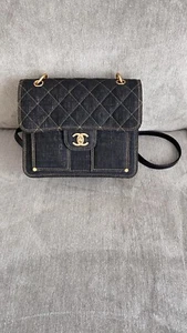 Chanel Dark Blue Quilted Denim Backpack Aged Gold Hardware, 2023ss - Picture 1 of 1