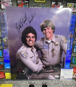 Erik Estrada Larry Wilcox Dual Signed Autographed 11x14 Photograph PSA/DNA COA - Picture 1 of 5