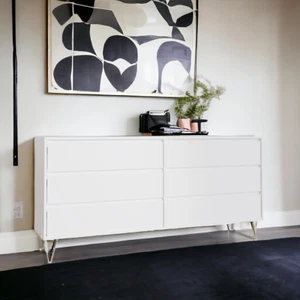 Sideboard Storage Unit With Drawers Living Room Buffet Living Room Console White - Picture 1 of 4