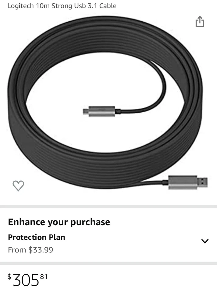Logitech 10m Strong Usb 3.1 Cable - Image 1 of 3