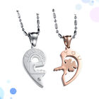  2 Pcs Heart Puzzle Necklace Necklaces for Valentines Day Pure Steel