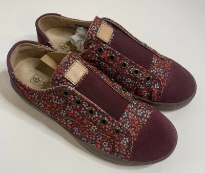 Spenco Orthotic Slip-On Shoes Sneakers. Malibu Maroon & Red Floral. 5.5D NWOB — 第 1/4 张图片