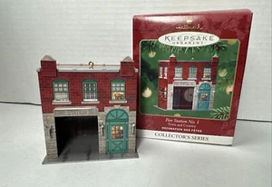2001 Hallmark Fire Station Ornament No 1 Town Country 3rd Series NIB Red - Picture 1 of 3