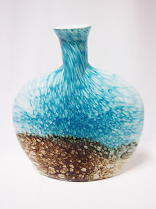 Art Glass floor/table vase home Decor Brown/Dark Blue/Blue  Brand New 36cm*43cm 