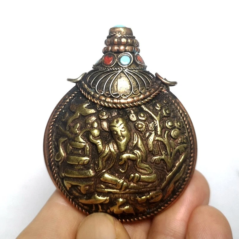 H 6.8CM Antigua China Tíbet Bronce Talla Dios de la Riqueza Buda Estatua Botellas de Tabaco Foto 1 de 4