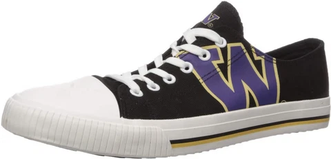 WASHINGTON HUSKIES NCAA MENS SNEAKER SZ 10 BLACK BIG LOGO CANVAS CHUCK STYLE NIB Cover