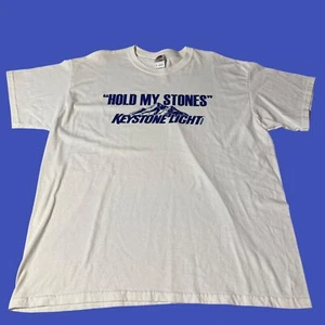 Keystone Light Hold My Stones Beer Herren T-Shirt XL weiß blau Grafik Vintage - Bild 1 von 6