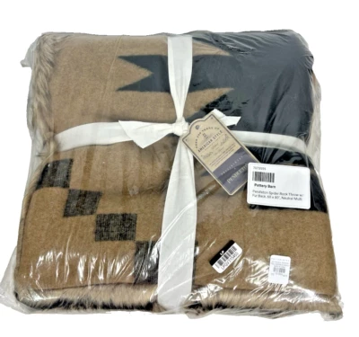 Pottery Barn Pendleton 蜘蛛摇滚毯人造毛皮背面 60 X 80 全新带标签 — 第 1/4 张图片